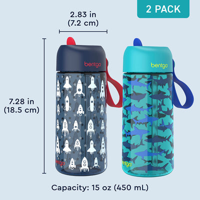 Bentgo Kids Prints Water Bottle (2-Pack)